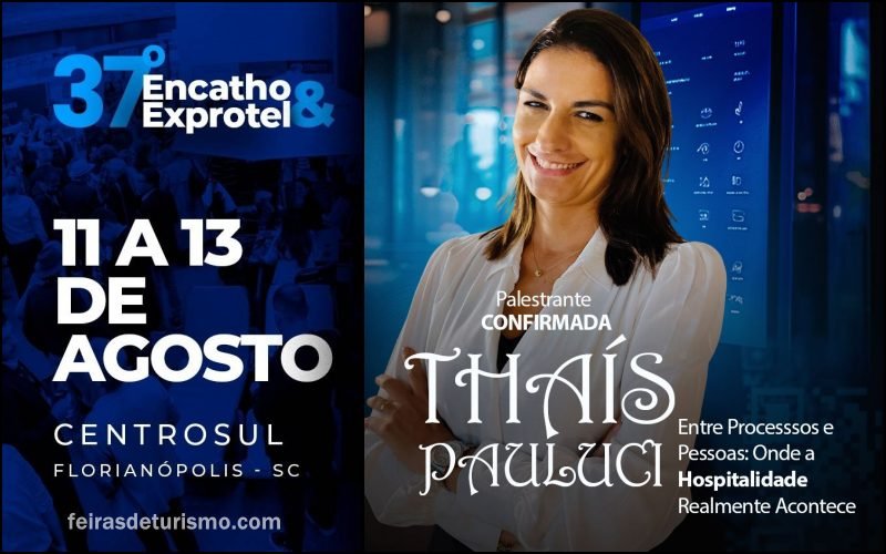 Palestra de Thaís Pauluci no Encatho & Exprotel 2026 - Feiras de Turismo